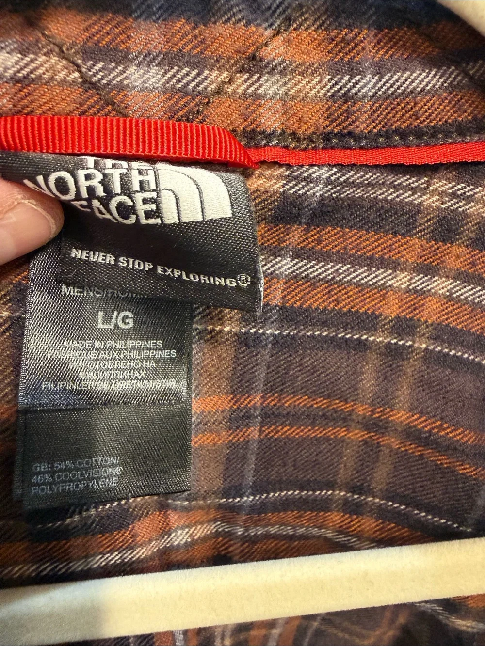 The North Face Brown and Orange Plaid Button-Down Shirt